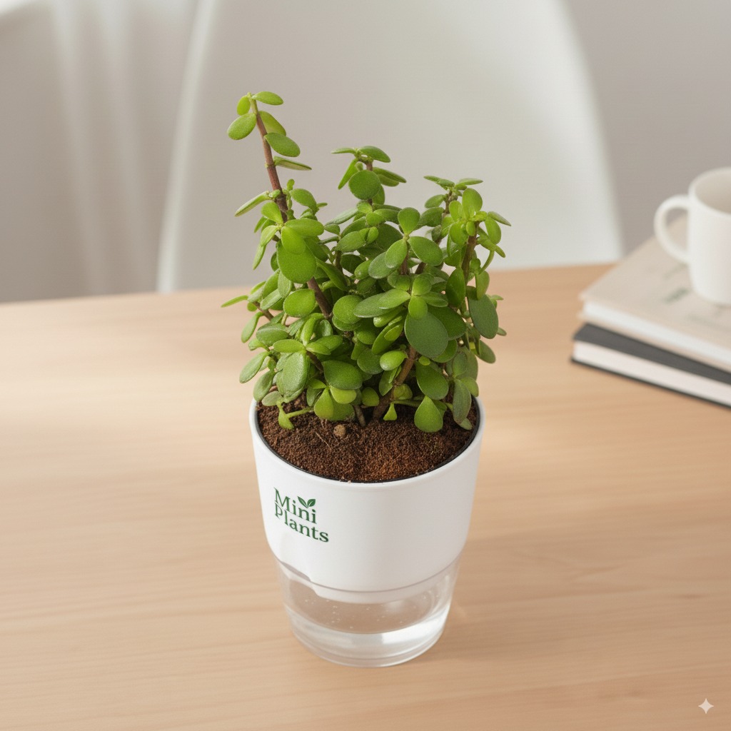 Lucky Jade Plant With Self Watering Pot - Image 4