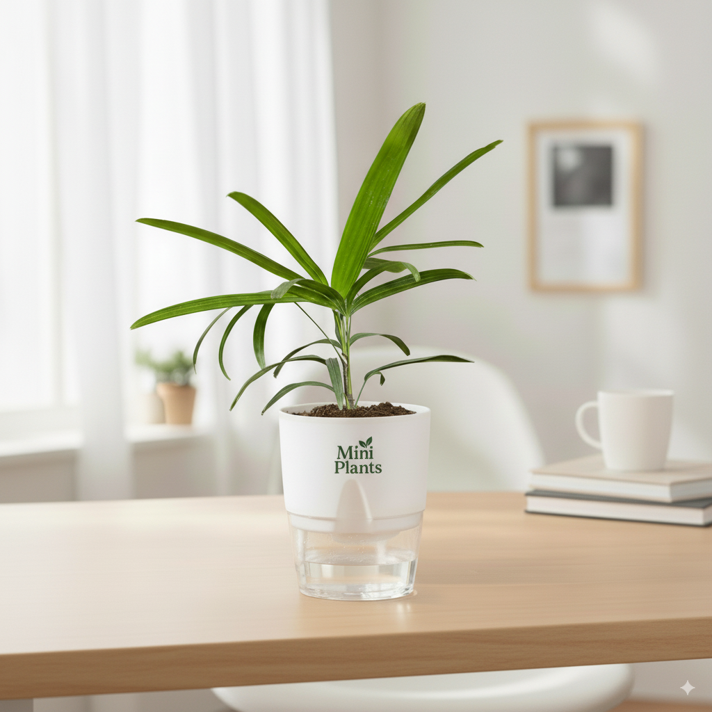 Lady Finger Palm With Self Watering Pot - Image 2